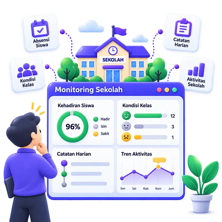 Ilustrasi dashboard pemantauan kondisi sekolah